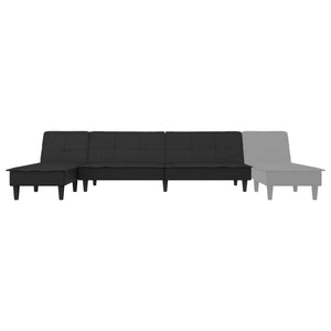 Καναπές Κρεβάτι Γωνιακός Μαύρος 255x140x70 εκ. Υφασμάτινος - Pakobazaar