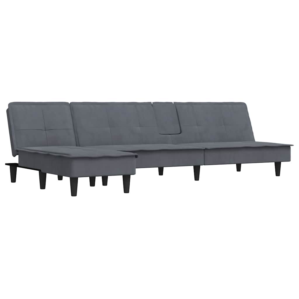 Καναπές Κρεβάτι Γωνιακός Σκ. Γκρι 255 x 140 x 70 εκ. Βελούδινος - Pakobazaar