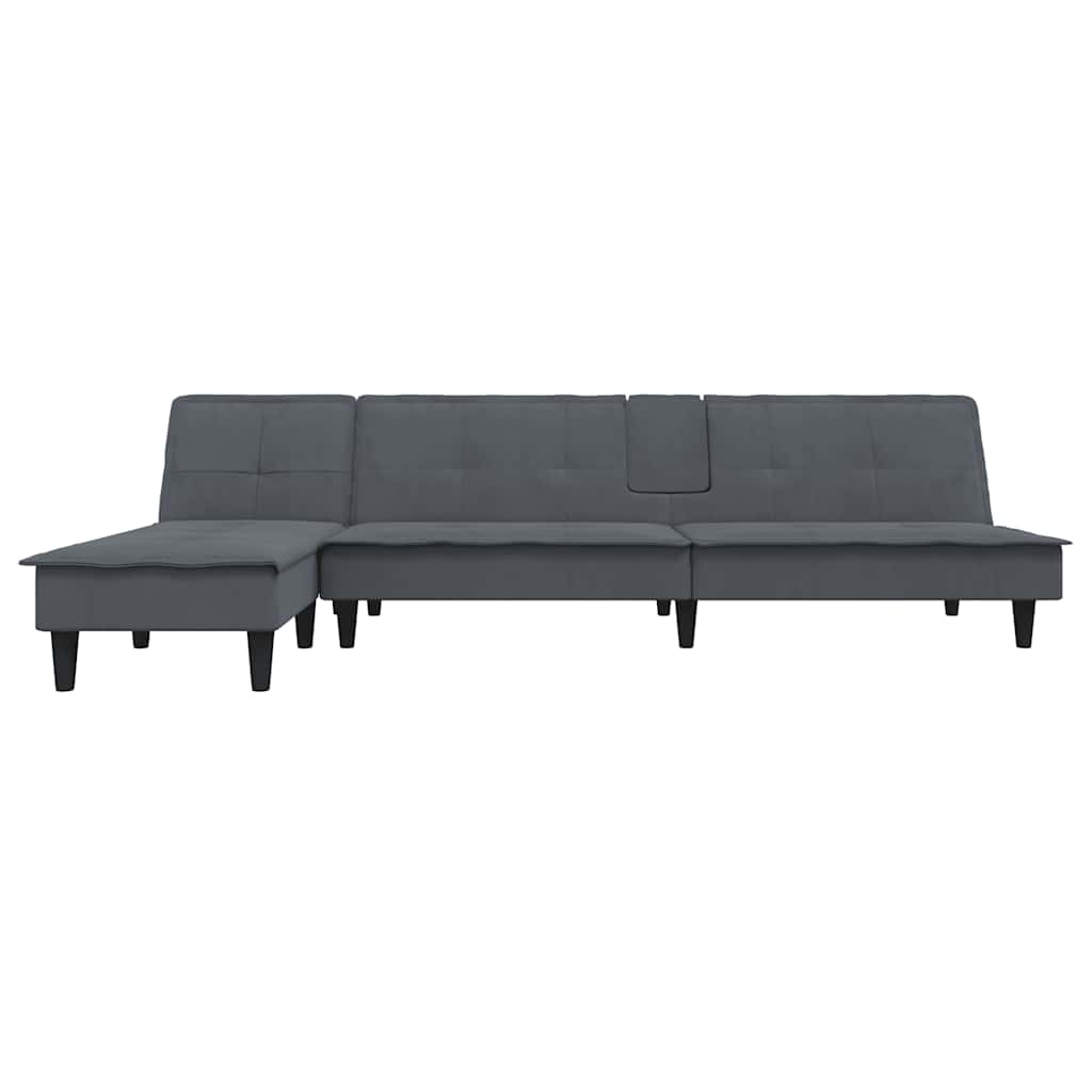 Καναπές Κρεβάτι Γωνιακός Σκ. Γκρι 255 x 140 x 70 εκ. Βελούδινος - Pakobazaar