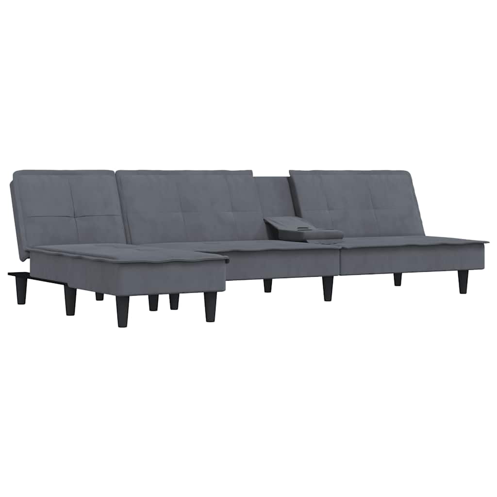 Καναπές Κρεβάτι Γωνιακός Σκ. Γκρι 255 x 140 x 70 εκ. Βελούδινος - Pakobazaar