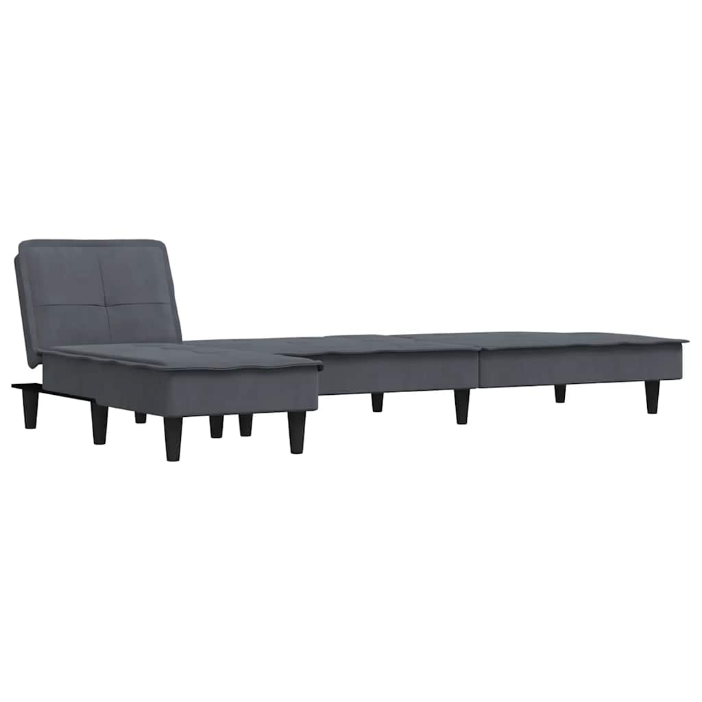 Καναπές Κρεβάτι Γωνιακός Σκ. Γκρι 255 x 140 x 70 εκ. Βελούδινος - Pakobazaar