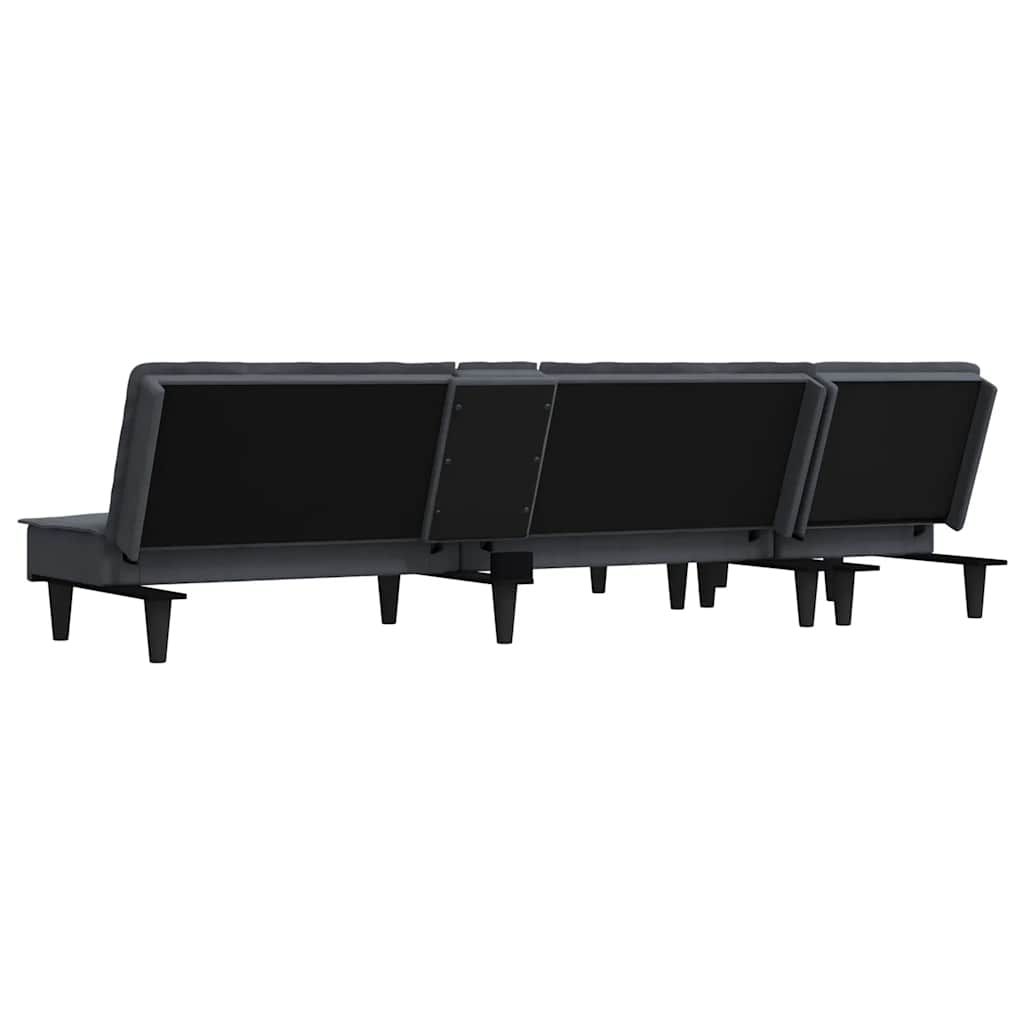 Καναπές Κρεβάτι Γωνιακός Σκ. Γκρι 255 x 140 x 70 εκ. Βελούδινος - Pakobazaar