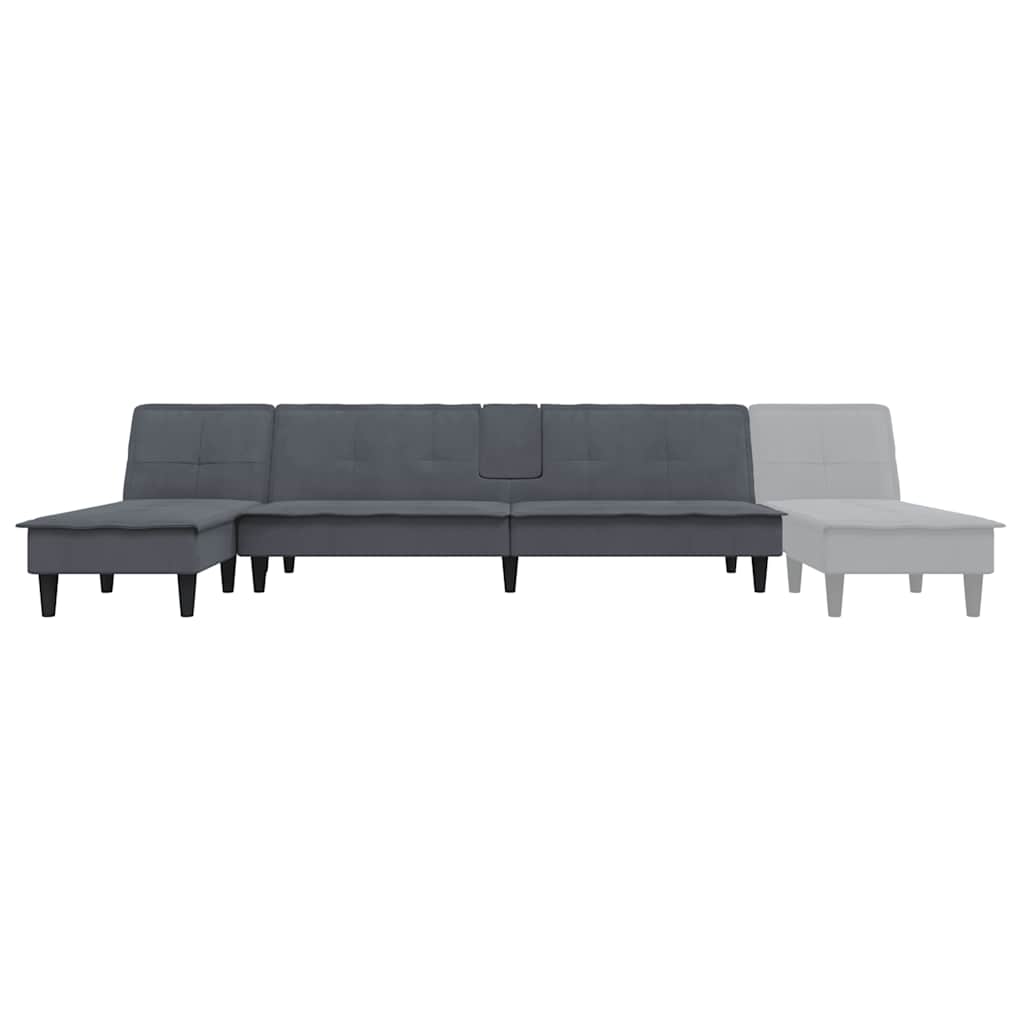 Καναπές Κρεβάτι Γωνιακός Σκ. Γκρι 255 x 140 x 70 εκ. Βελούδινος - Pakobazaar