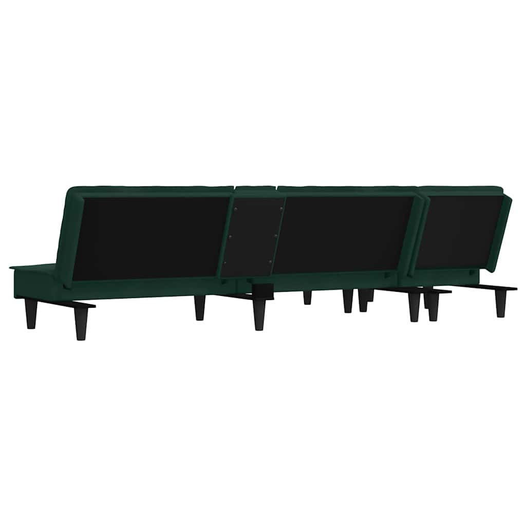 Καναπές Κρεβάτι Γωνιακός Σκ. Πράσινο 255x140x70 εκ. Βελούδινος - Pakobazaar