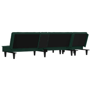 Καναπές Κρεβάτι Γωνιακός Σκ. Πράσινο 255x140x70 εκ. Βελούδινος - Pakobazaar