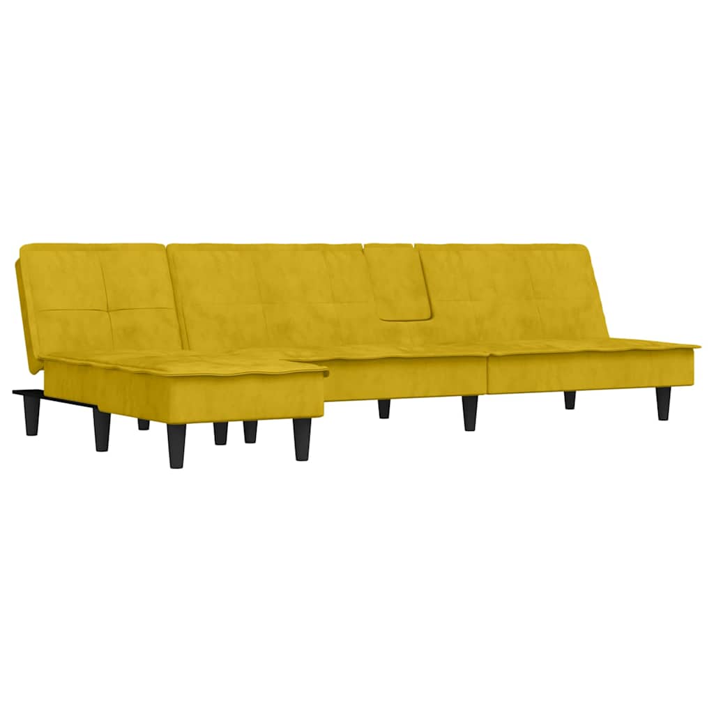 Καναπές Κρεβάτι Γωνιακός Κίτρινος 255 x 140 x 70 εκ. Βελούδινος