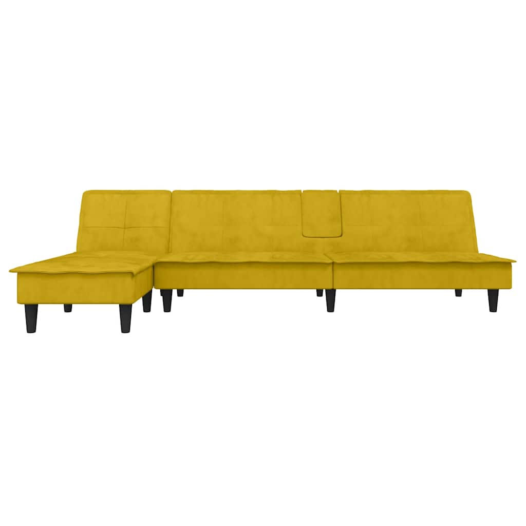 Καναπές Κρεβάτι Γωνιακός Κίτρινος 255 x 140 x 70 εκ. Βελούδινος