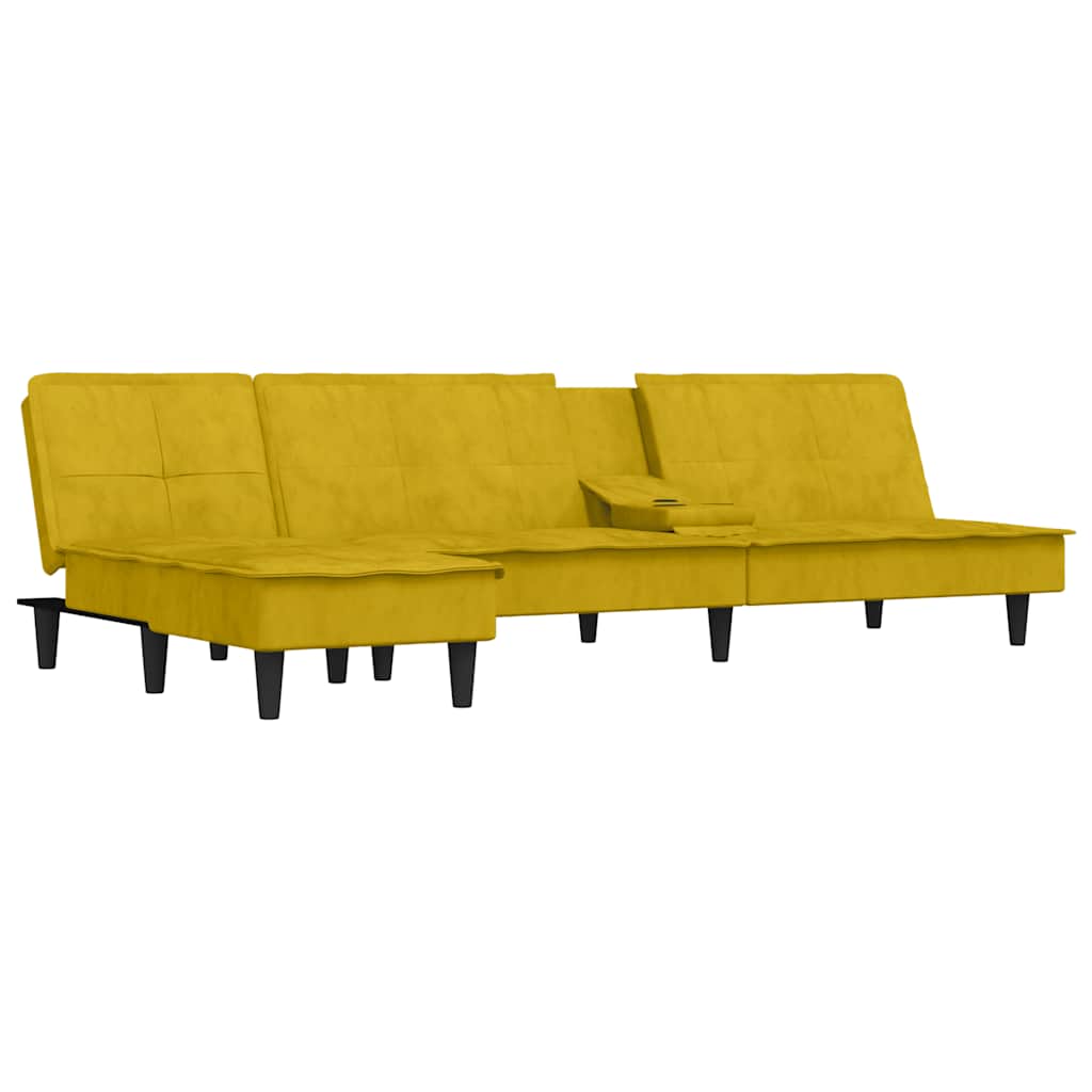 Καναπές Κρεβάτι Γωνιακός Κίτρινος 255 x 140 x 70 εκ. Βελούδινος