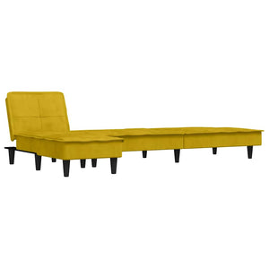Καναπές Κρεβάτι Γωνιακός Κίτρινος 255 x 140 x 70 εκ. Βελούδινος