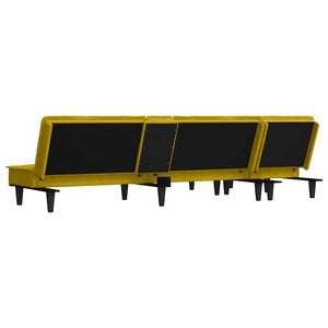 Καναπές Κρεβάτι Γωνιακός Κίτρινος 255 x 140 x 70 εκ. Βελούδινος