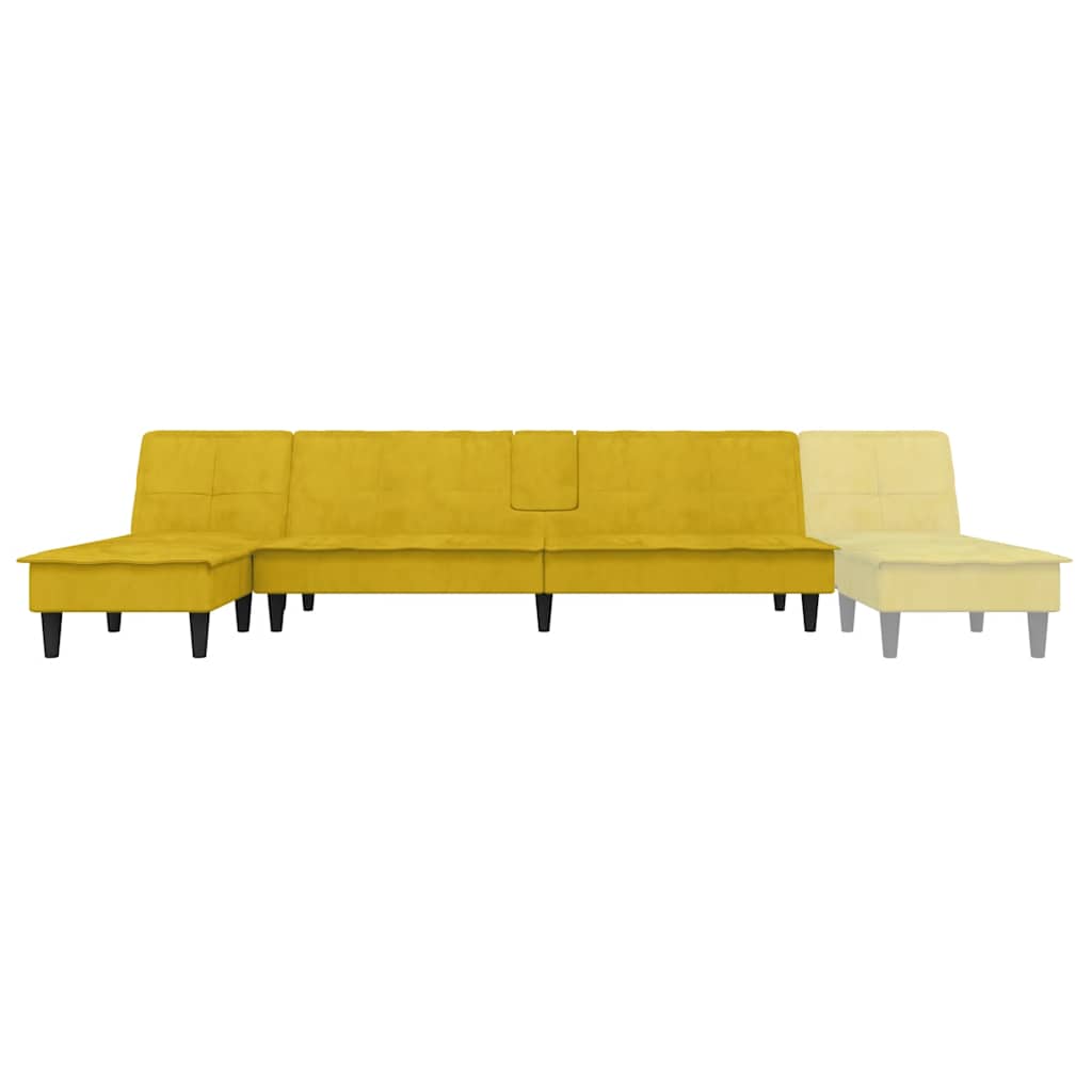 Καναπές Κρεβάτι Γωνιακός Κίτρινος 255 x 140 x 70 εκ. Βελούδινος