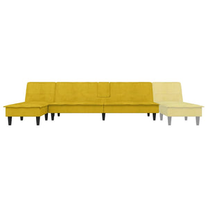 Καναπές Κρεβάτι Γωνιακός Κίτρινος 255 x 140 x 70 εκ. Βελούδινος