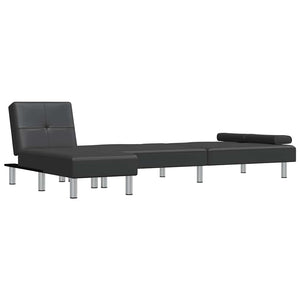Καναπές Κρεβάτι Γωνιακός Μαύρος 255 x 140 x 70 εκ. Συνθ. Δέρμα