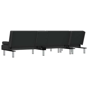 Καναπές Κρεβάτι Γωνιακός Μαύρος 255 x 140 x 70 εκ. Συνθ. Δέρμα