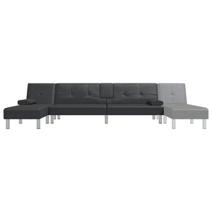 Καναπές Κρεβάτι Γωνιακός Μαύρος 255 x 140 x 70 εκ. Συνθ. Δέρμα