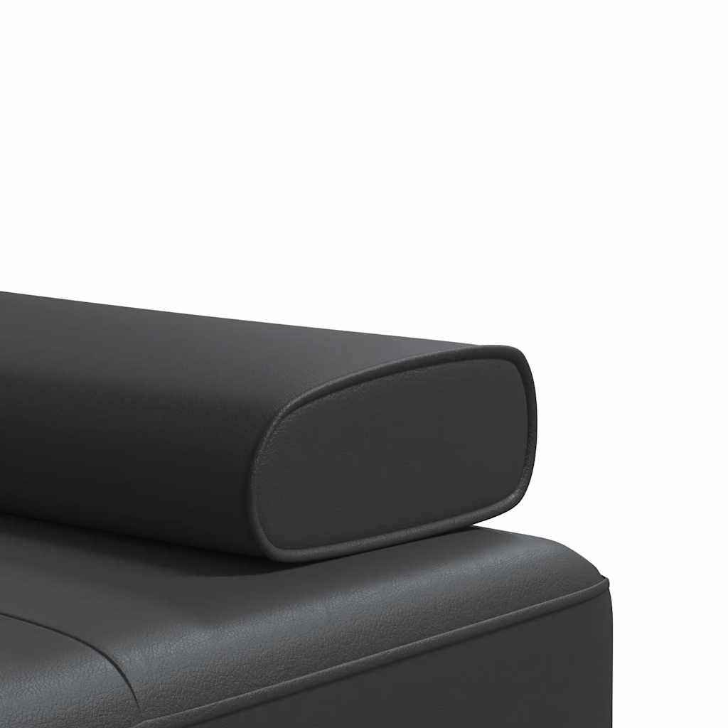 Καναπές Κρεβάτι Γωνιακός Μαύρος 255 x 140 x 70 εκ. Συνθ. Δέρμα
