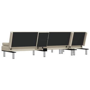 Καναπές Κρεβάτι Γωνιακός Κρεμ 255 x 140 x 70 εκ. Συνθ. Δέρμα