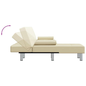 Καναπές Κρεβάτι Γωνιακός Κρεμ 255 x 140 x 70 εκ. Συνθ. Δέρμα