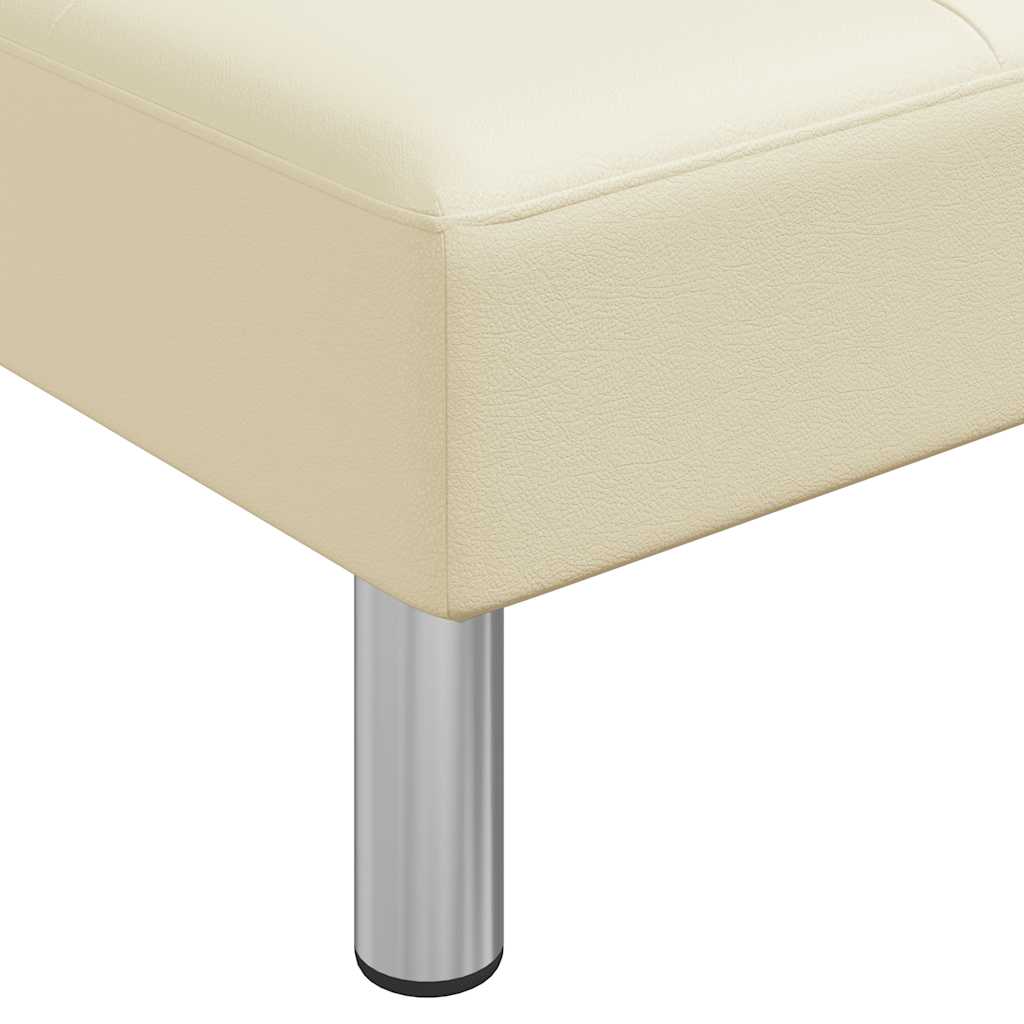 Καναπές Κρεβάτι Γωνιακός Κρεμ 255 x 140 x 70 εκ. Συνθ. Δέρμα