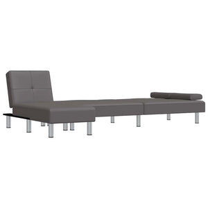 Καναπές Κρεβάτι Γωνιακός Γκρι 255 x 140 x 70 εκ. Συνθ. Δέρμα