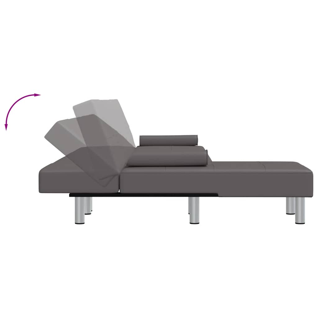 Καναπές Κρεβάτι Γωνιακός Γκρι 255 x 140 x 70 εκ. Συνθ. Δέρμα