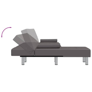 Καναπές Κρεβάτι Γωνιακός Γκρι 255 x 140 x 70 εκ. Συνθ. Δέρμα