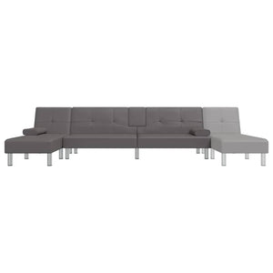 Καναπές Κρεβάτι Γωνιακός Γκρι 255 x 140 x 70 εκ. Συνθ. Δέρμα