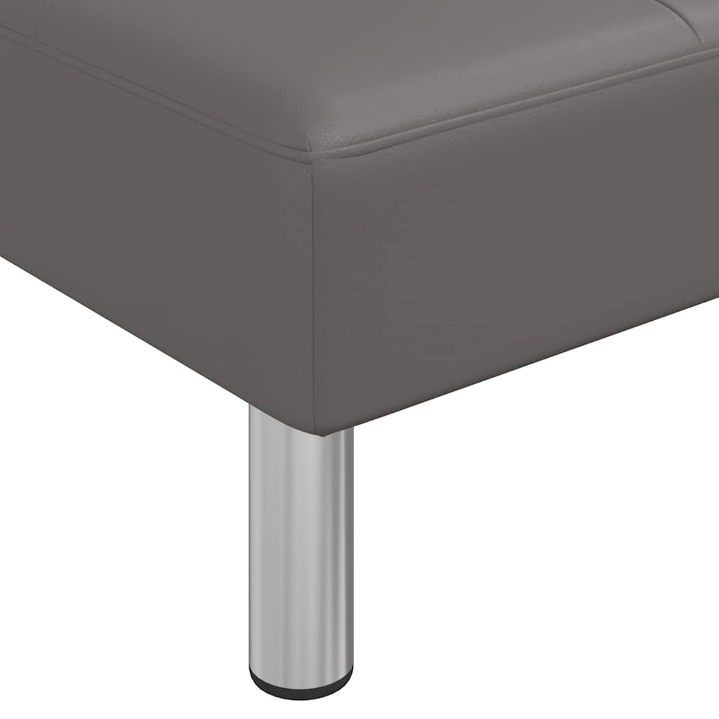 Καναπές Κρεβάτι Γωνιακός Γκρι 255 x 140 x 70 εκ. Συνθ. Δέρμα