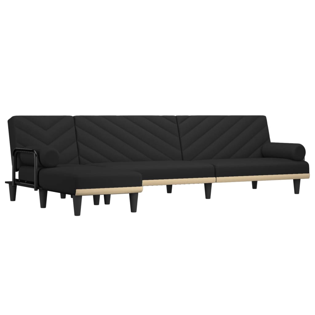 Καναπές Κρεβάτι Γωνιακός Μαύρος 260 x 140 x 70 εκ. Υφασμάτινος - Pakobazaar