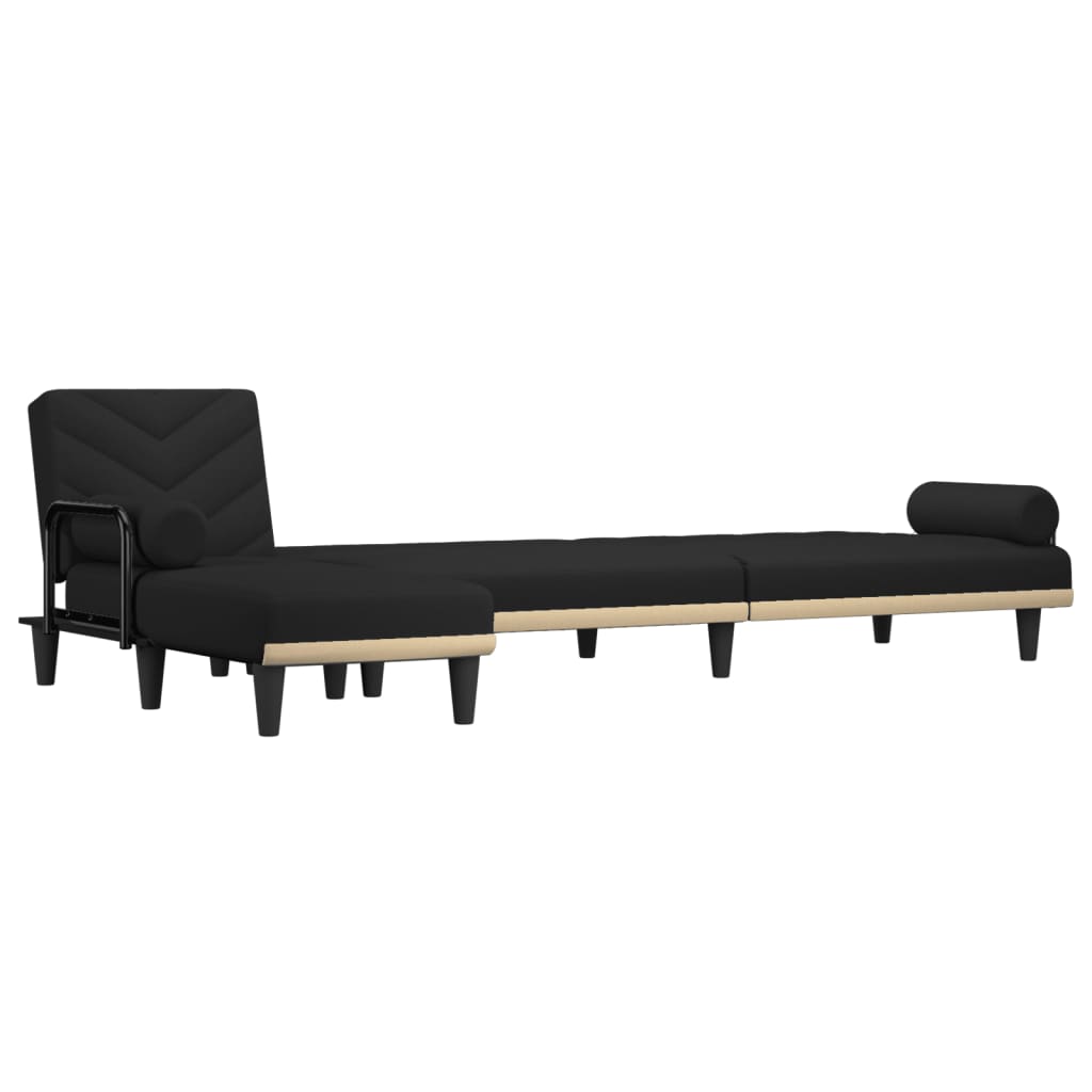 Καναπές Κρεβάτι Γωνιακός Μαύρος 260 x 140 x 70 εκ. Υφασμάτινος - Pakobazaar