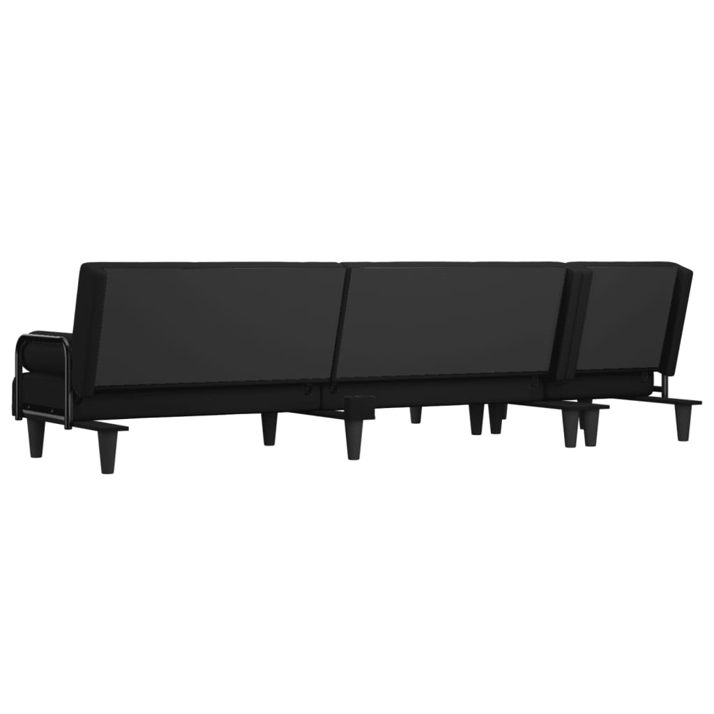 Καναπές Κρεβάτι Γωνιακός Μαύρος 260 x 140 x 70 εκ. Υφασμάτινος - Pakobazaar