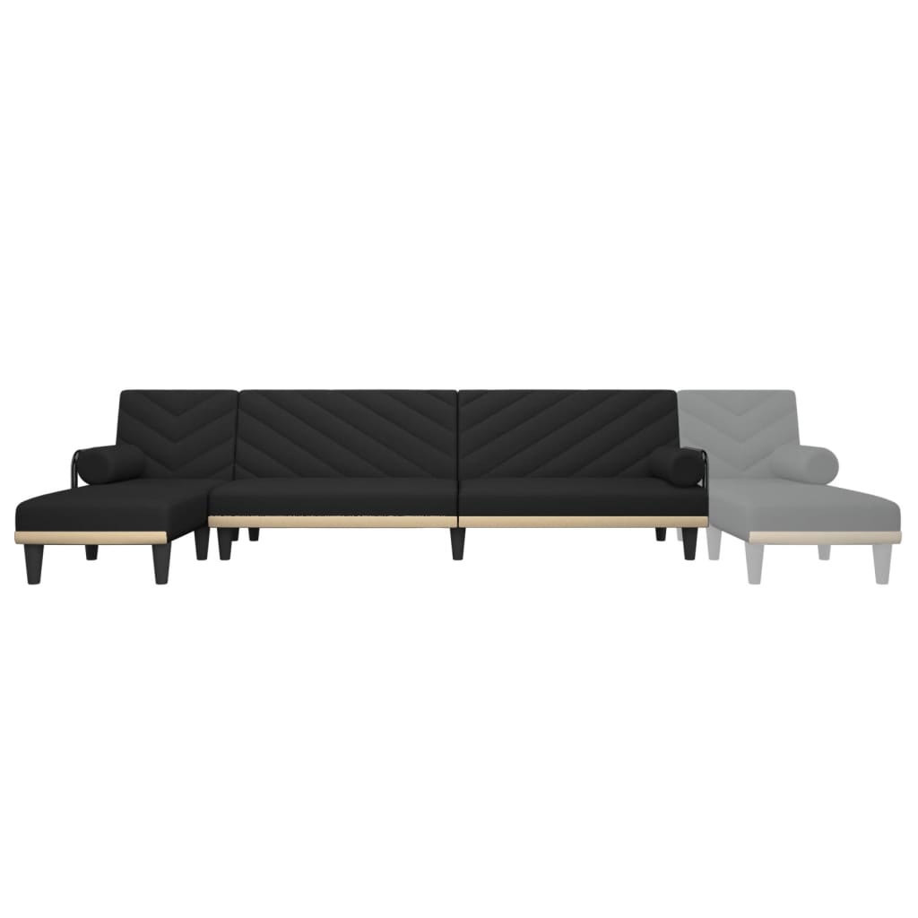 Καναπές Κρεβάτι Γωνιακός Μαύρος 260 x 140 x 70 εκ. Υφασμάτινος - Pakobazaar