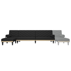 Καναπές Κρεβάτι Γωνιακός Μαύρος 260 x 140 x 70 εκ. Υφασμάτινος - Pakobazaar