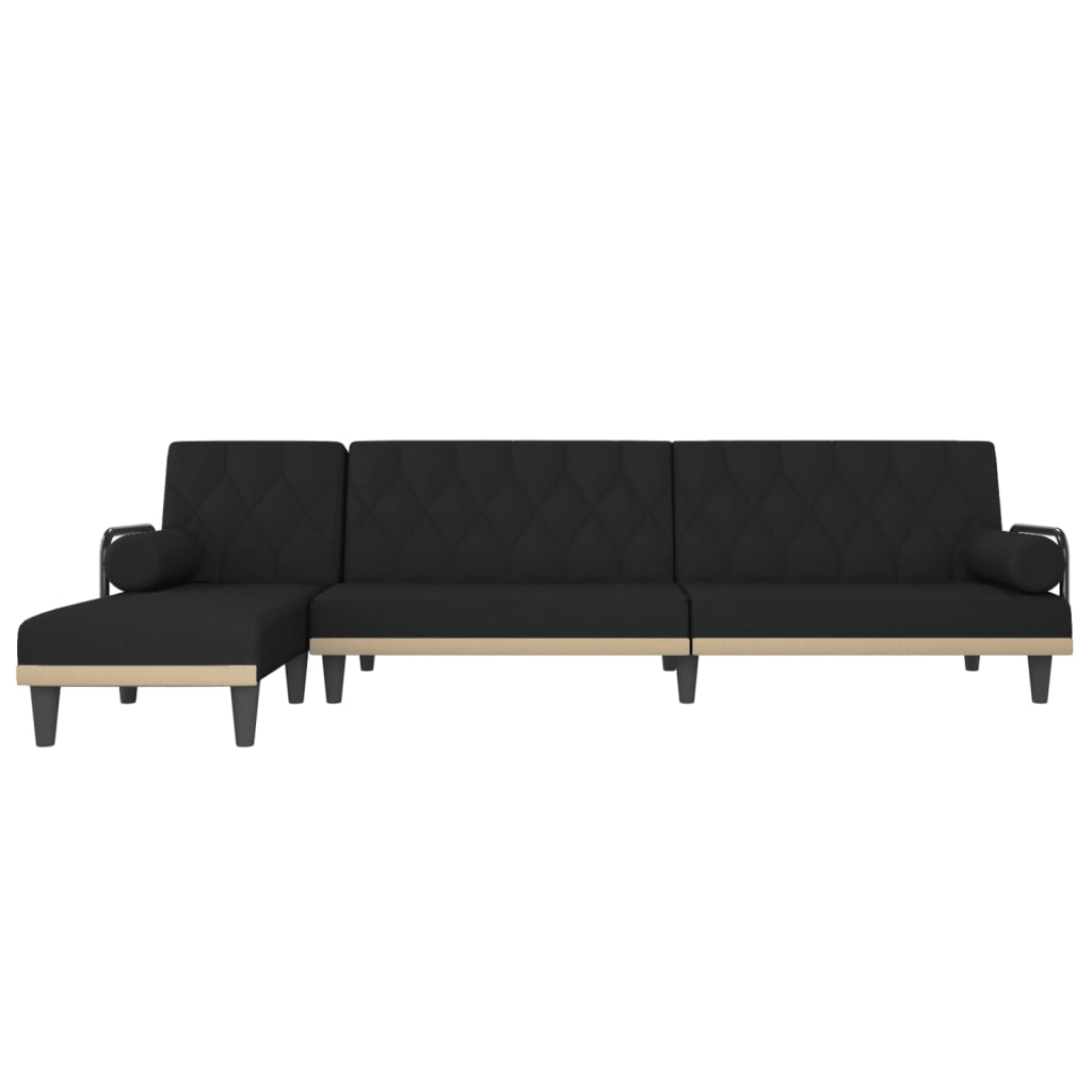 Καναπές Κρεβάτι Γωνιακός Μαύρος 260 x 140 x 70 εκ. Υφασμάτινος - Pakobazaar