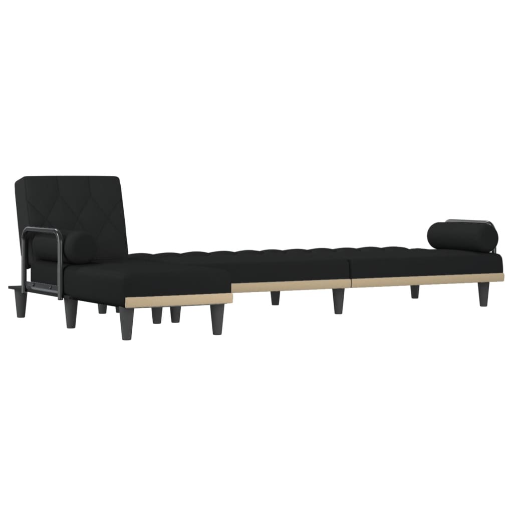 Καναπές Κρεβάτι Γωνιακός Μαύρος 260 x 140 x 70 εκ. Υφασμάτινος - Pakobazaar
