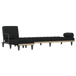 Καναπές Κρεβάτι Γωνιακός Μαύρος 260 x 140 x 70 εκ. Υφασμάτινος - Pakobazaar