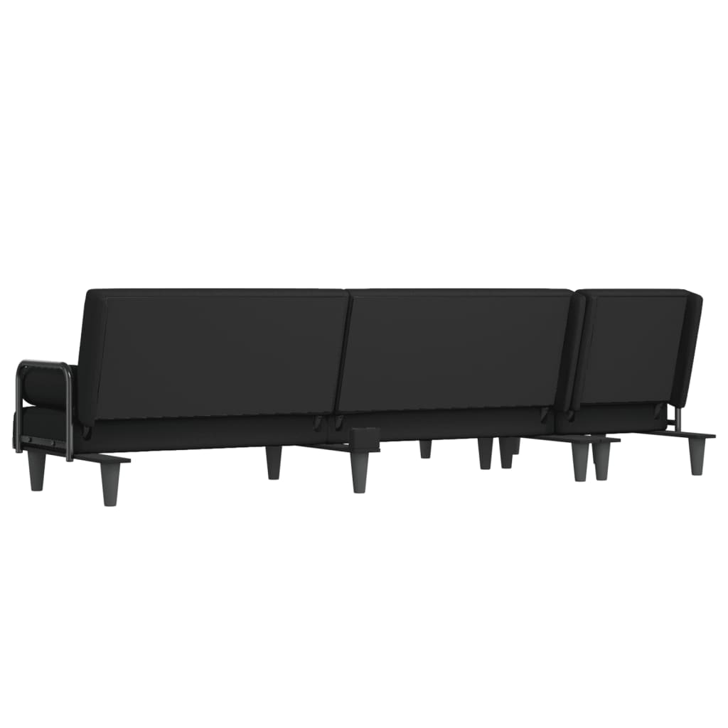 Καναπές Κρεβάτι Γωνιακός Μαύρος 260 x 140 x 70 εκ. Υφασμάτινος - Pakobazaar
