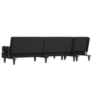 Καναπές Κρεβάτι Γωνιακός Μαύρος 260 x 140 x 70 εκ. Υφασμάτινος - Pakobazaar