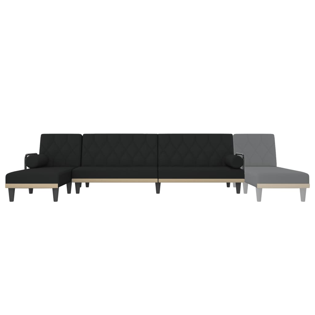 Καναπές Κρεβάτι Γωνιακός Μαύρος 260 x 140 x 70 εκ. Υφασμάτινος - Pakobazaar