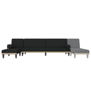 Καναπές Κρεβάτι Γωνιακός Μαύρος 260 x 140 x 70 εκ. Υφασμάτινος - Pakobazaar