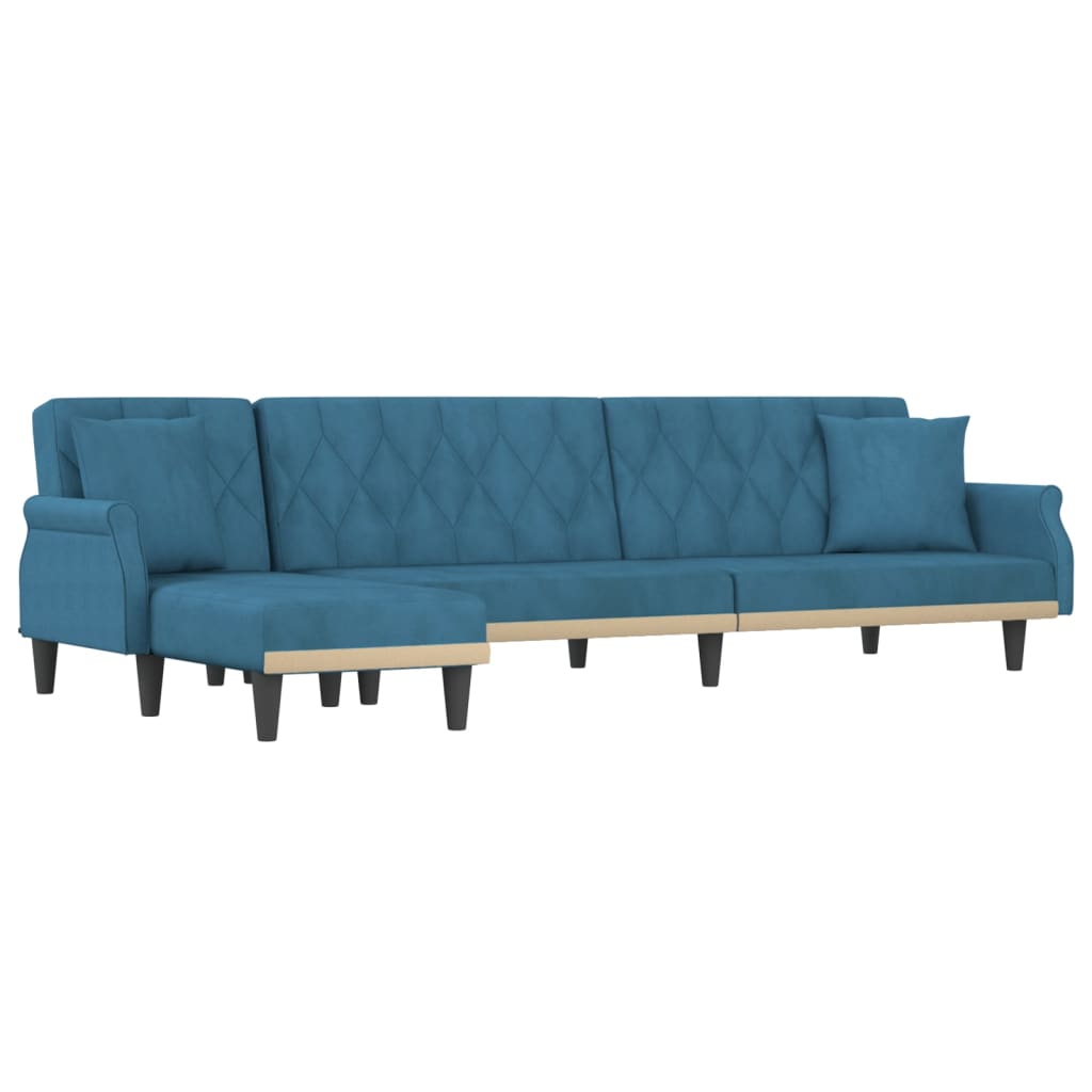 Καναπές Κρεβάτι Γωνιακός Μπλε 271 x 140 x 70 εκ. Βελούδινος