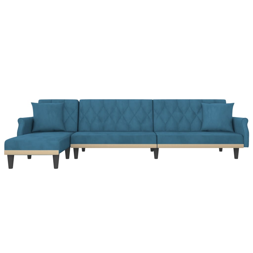 Καναπές Κρεβάτι Γωνιακός Μπλε 271 x 140 x 70 εκ. Βελούδινος