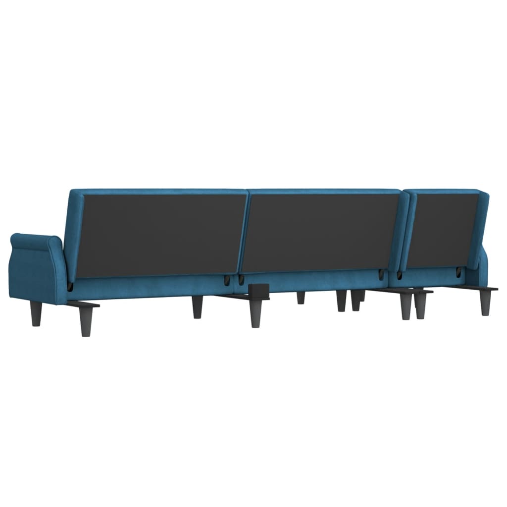 Καναπές Κρεβάτι Γωνιακός Μπλε 271 x 140 x 70 εκ. Βελούδινος