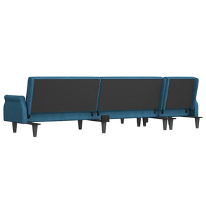 Καναπές Κρεβάτι Γωνιακός Μπλε 271 x 140 x 70 εκ. Βελούδινος