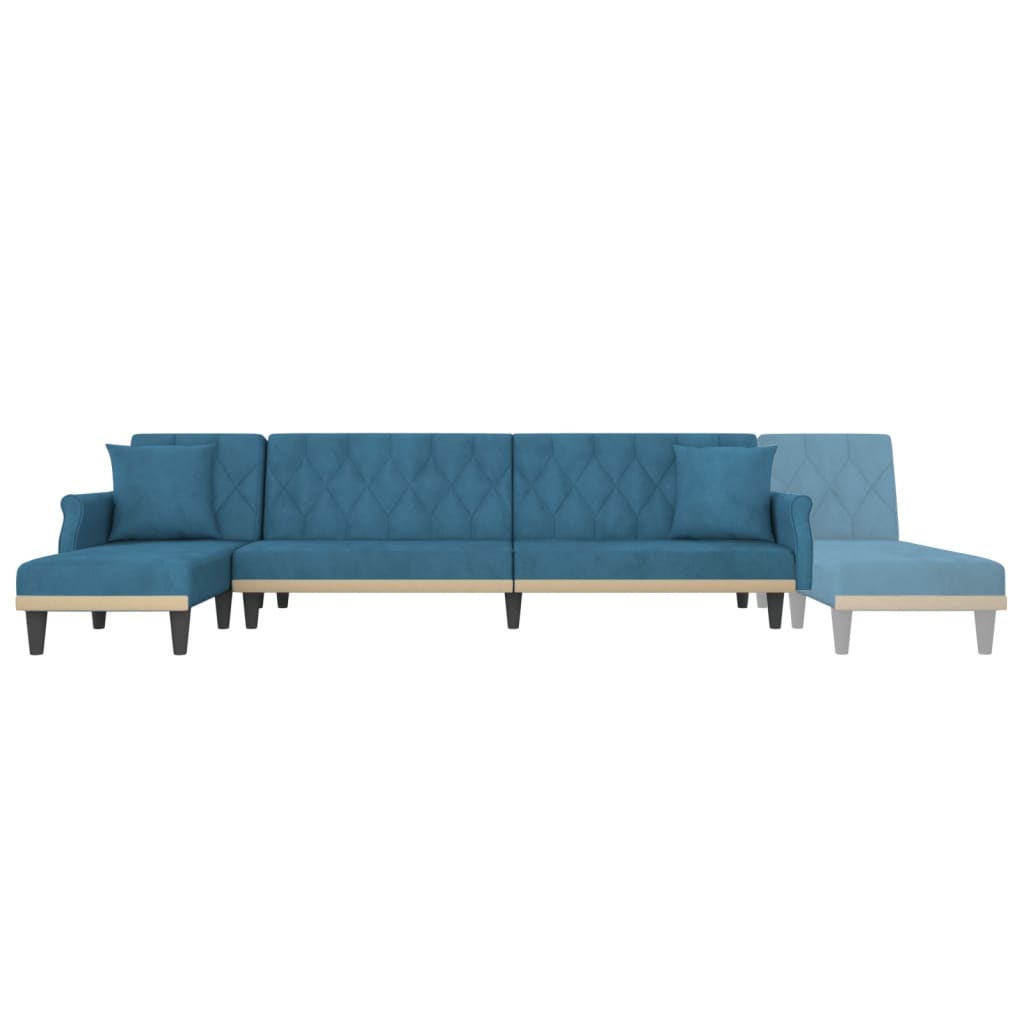 Καναπές Κρεβάτι Γωνιακός Μπλε 271 x 140 x 70 εκ. Βελούδινος