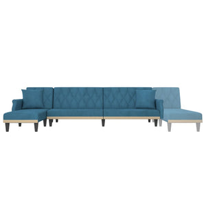 Καναπές Κρεβάτι Γωνιακός Μπλε 271 x 140 x 70 εκ. Βελούδινος
