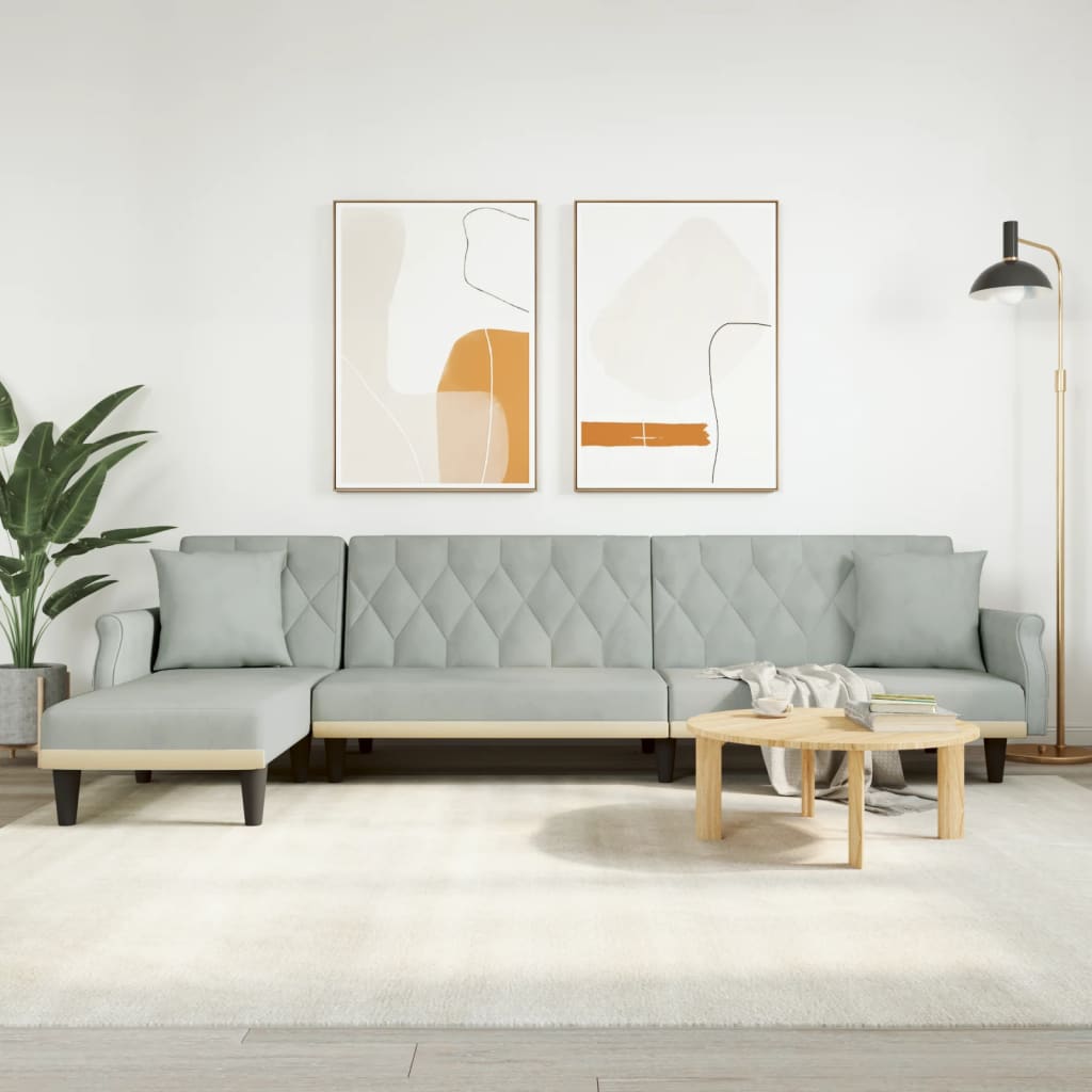 Καναπές Κρεβάτι Γωνιακός Αν. Γκρι 271 x 140 x 70 εκ. Βελούδινος - Pakobazaar