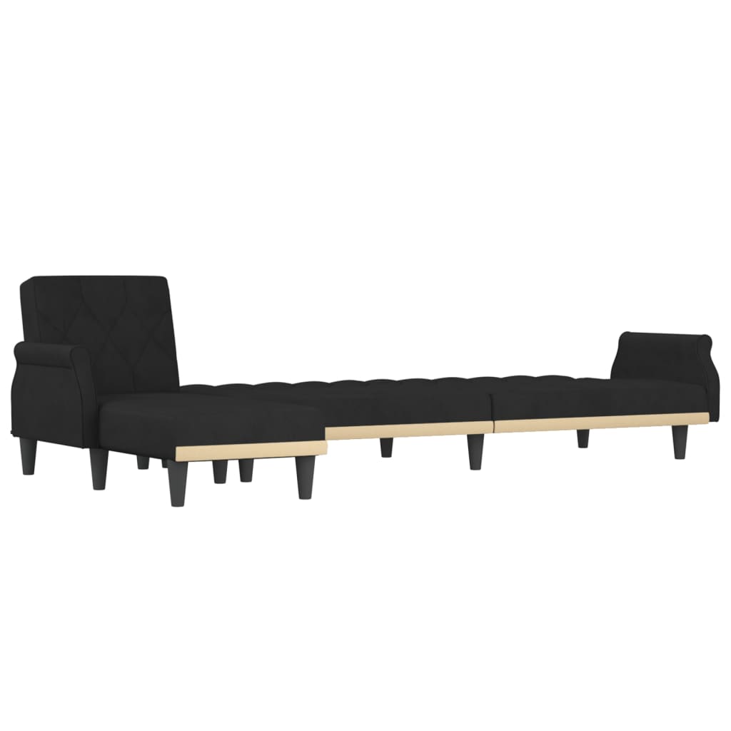 Καναπές Κρεβάτι Γωνιακός Μαύρος 271 x 140 x 70 εκ. Βελούδινος