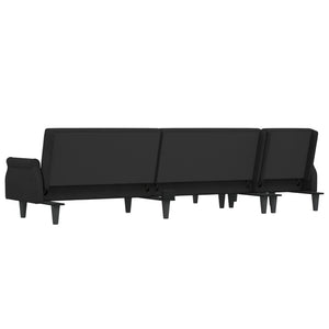 Καναπές Κρεβάτι Γωνιακός Μαύρος 271 x 140 x 70 εκ. Βελούδινος