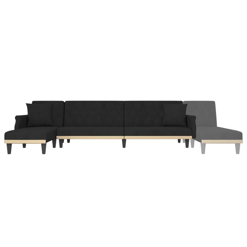 Καναπές Κρεβάτι Γωνιακός Μαύρος 271 x 140 x 70 εκ. Βελούδινος